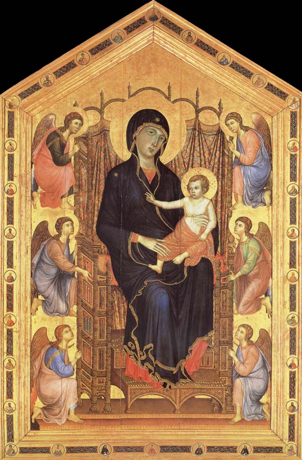 Duccio di Buoninsegna Her Madona and the Nino Entronizados,con six angelical